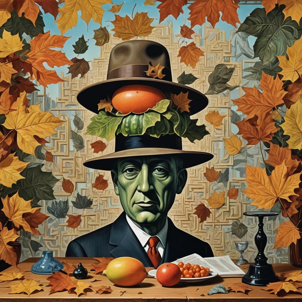 Sci-Fi Lithograph: Animal Totem in Magritte Style