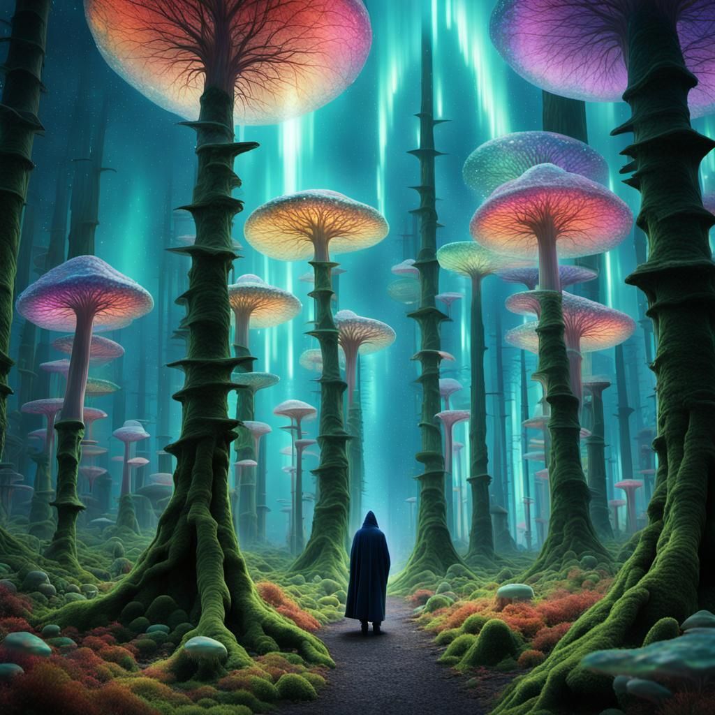 Ethereal Crystal Forest: Mysticism in Oil Painting