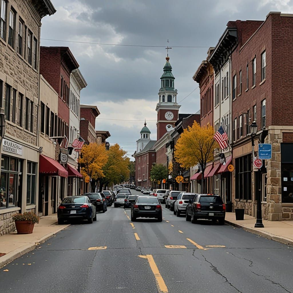 Charming Kutztown Pennsylvania Landscape in Watercolor Style