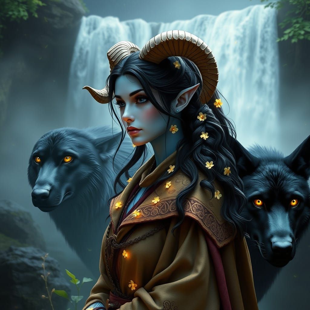 Ethereal Ranger Goddess Surrounded by Mystical Landscapes