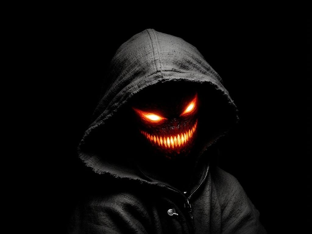 Menacing Shadow Figure with Fiery Eyes