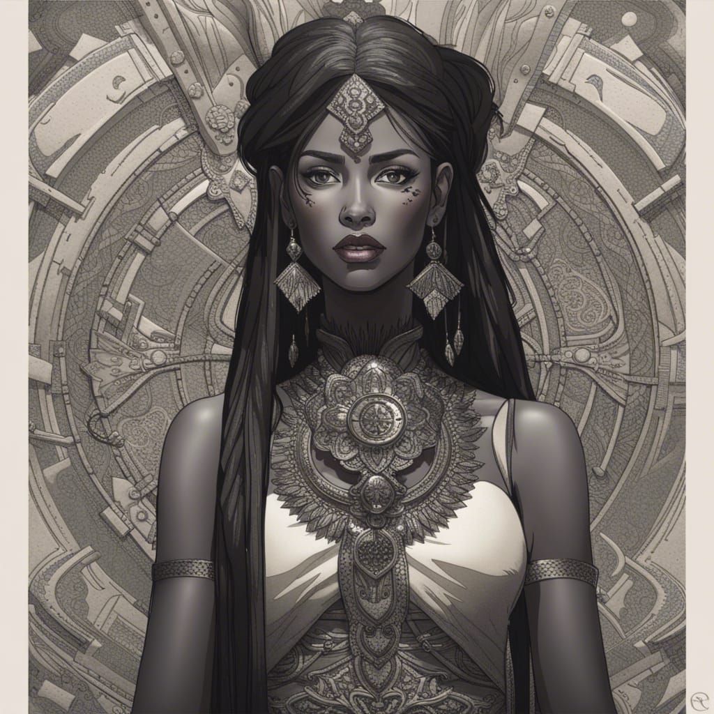 Gothic Woman with Peace Banner in Digital Art