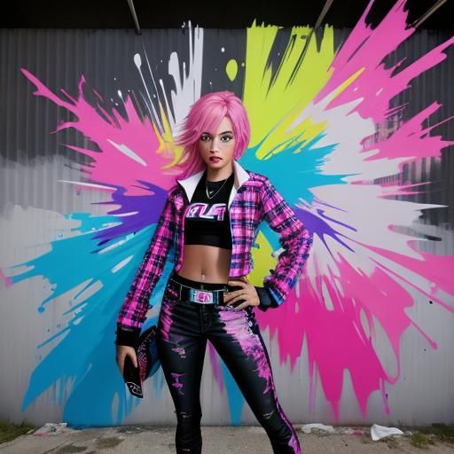 Model wearing pink plaid