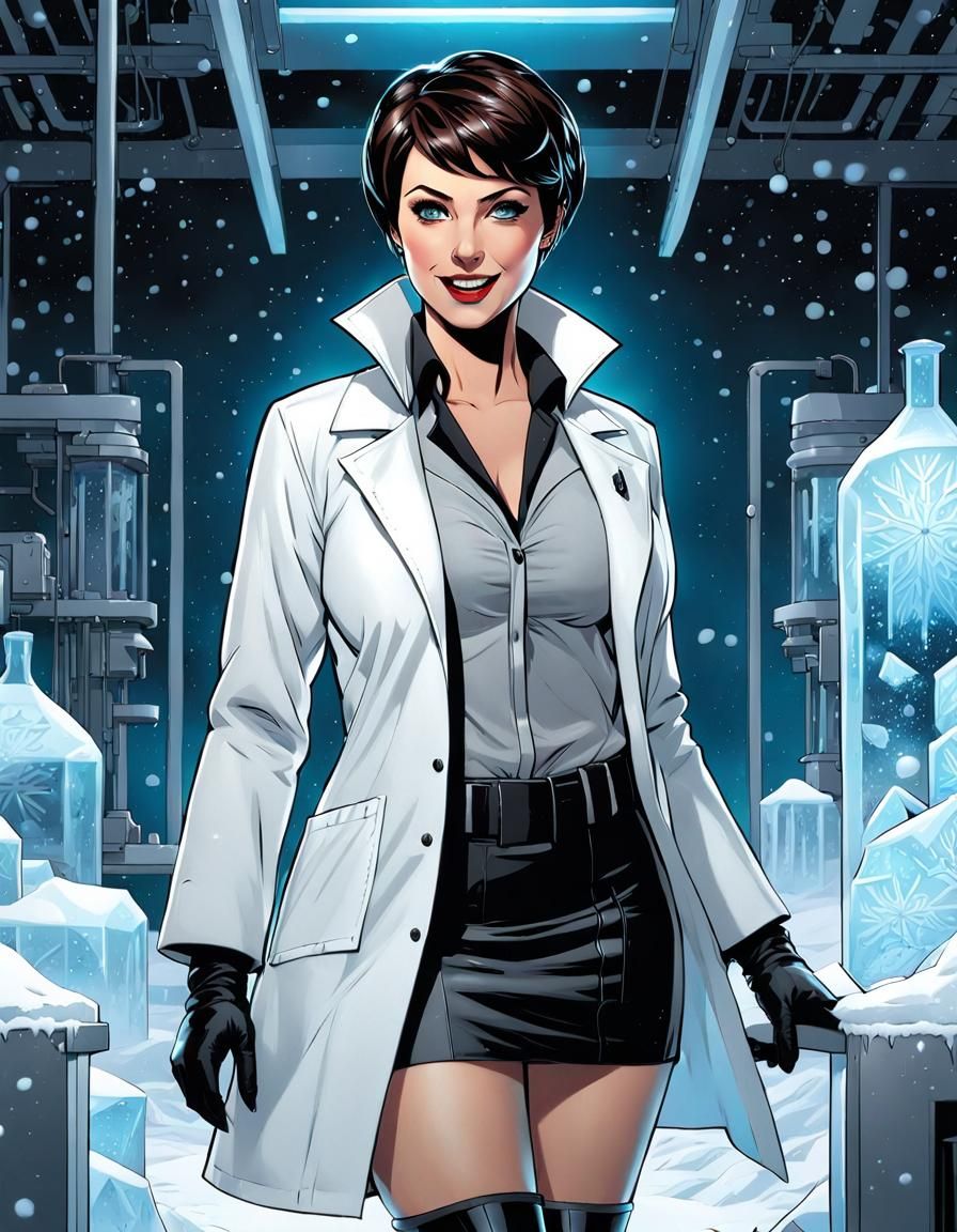 Frozen Sci-Fi Lab Portrait in Comic Book Style