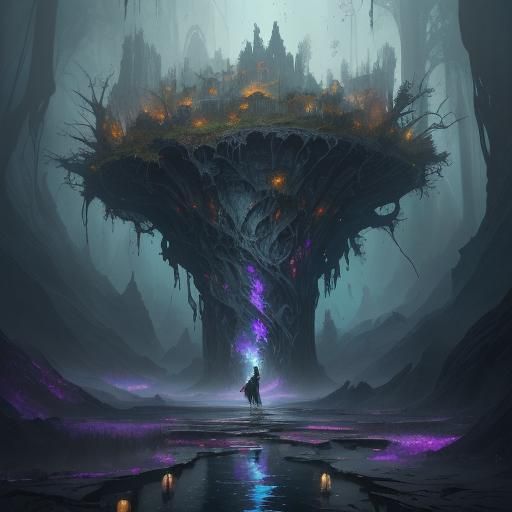 Fantastical Matte Painting of Floating Figure