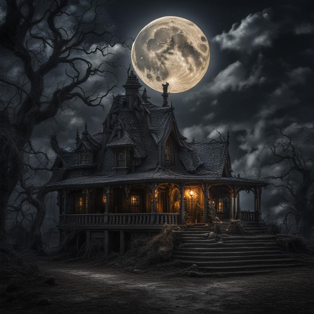 Hyperrealistic Witch Moon in Cinematic Composition