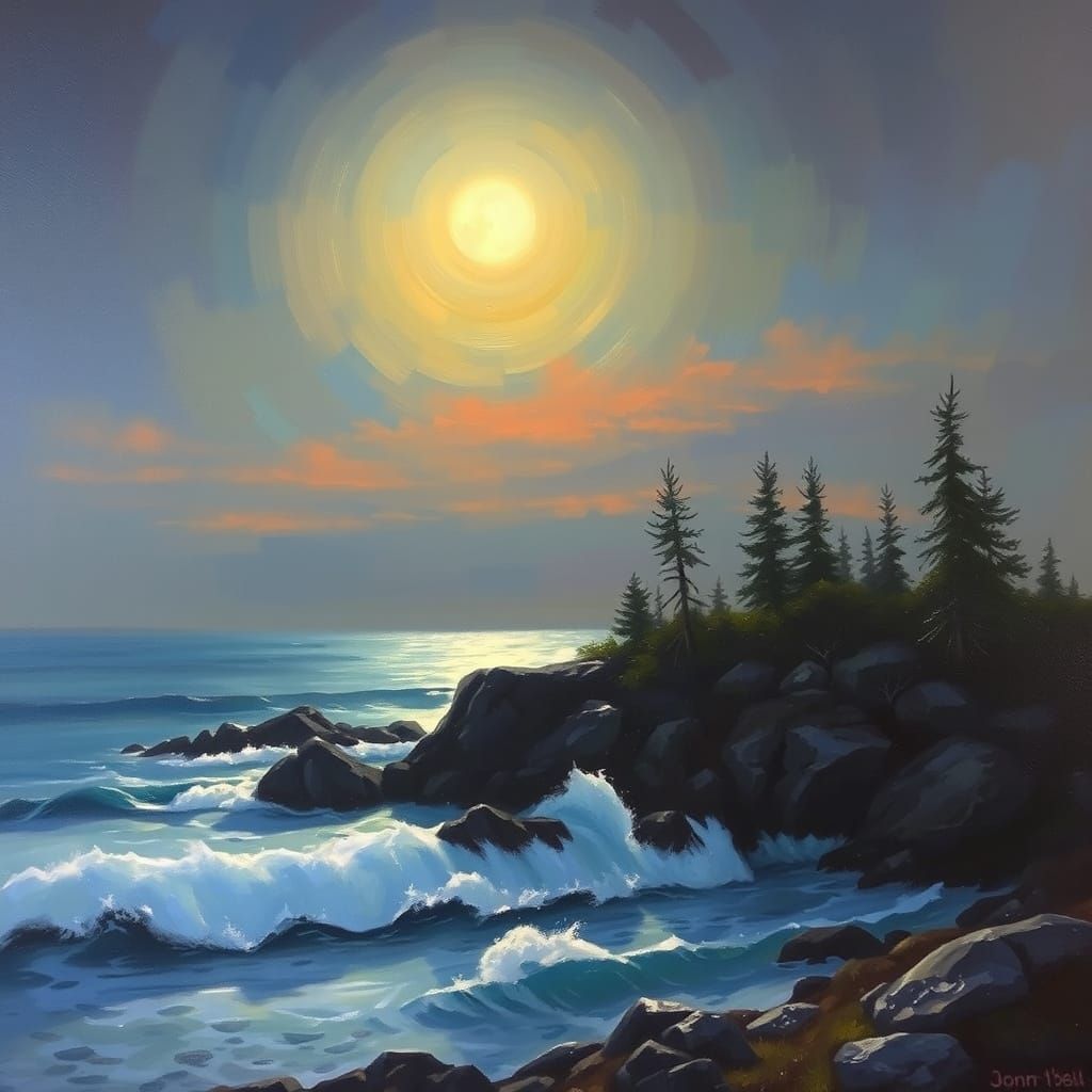 Moonlit Figure in Oil Painting Style