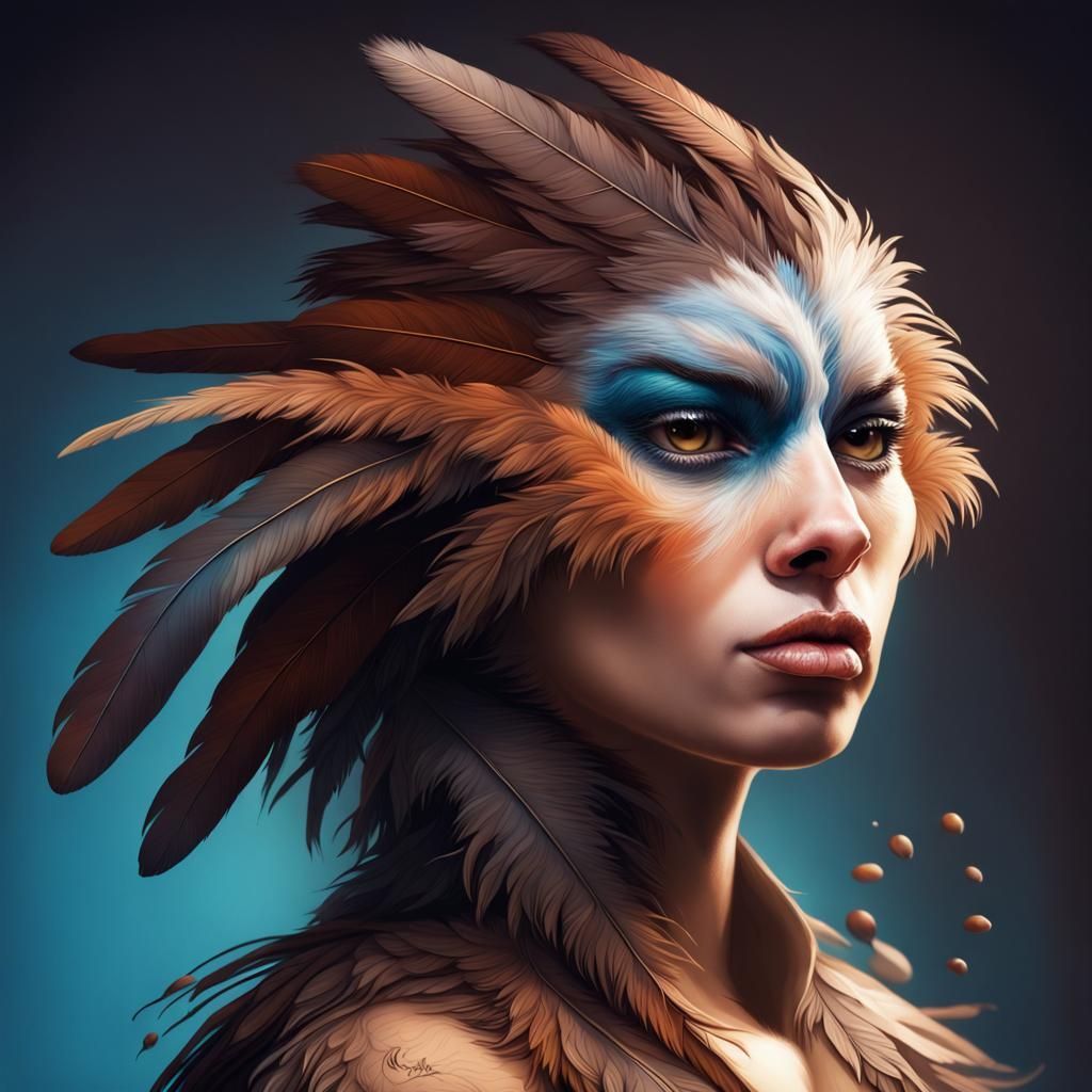 anthropomorphic female bird