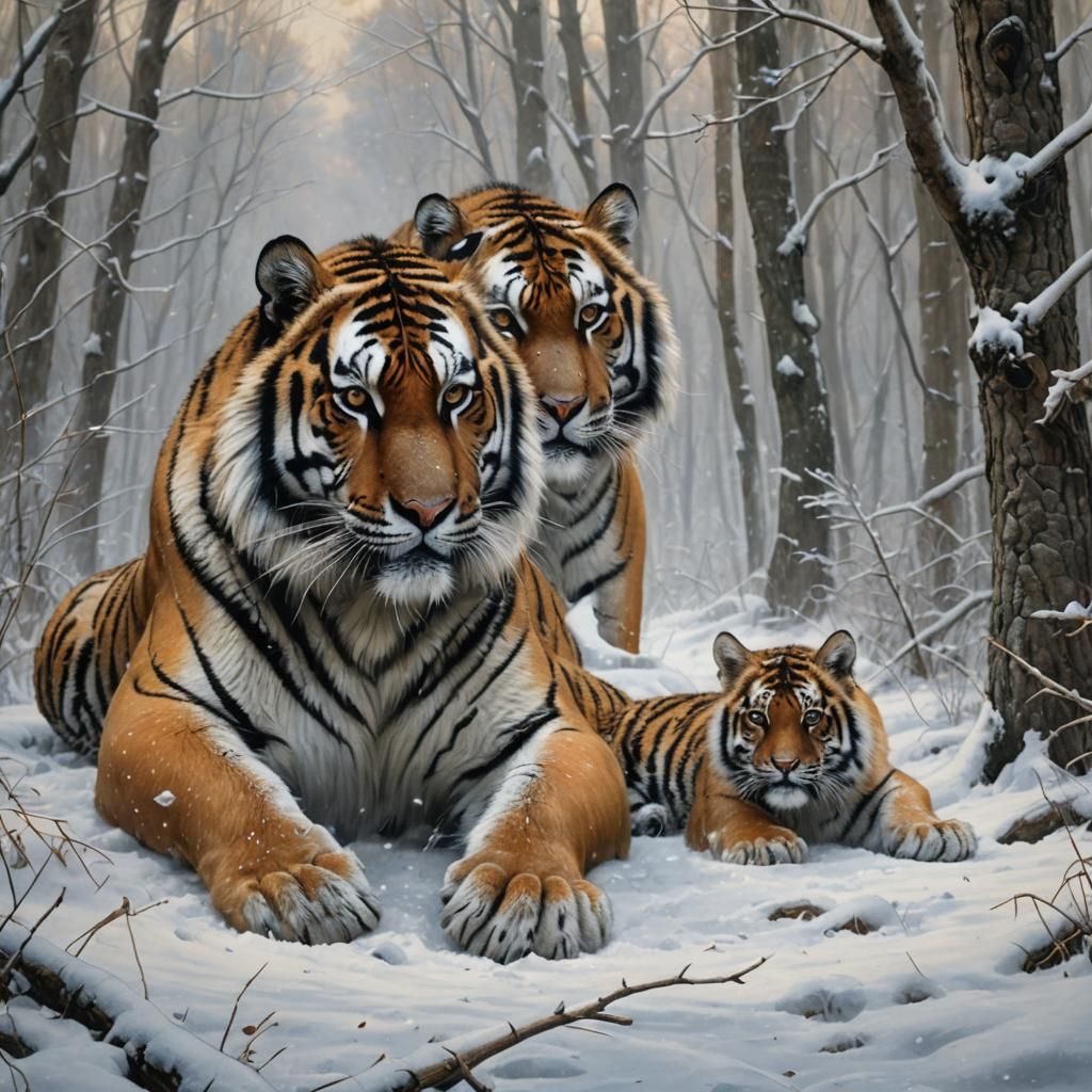 Hyper-Realistic Wildlife Art of a Wounded Siberian Tiger
