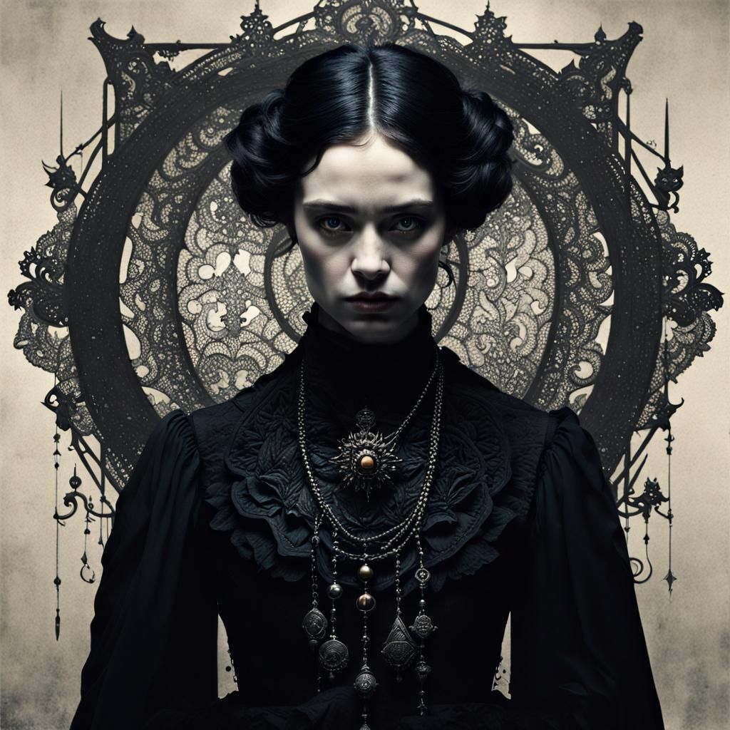 Intricate Self-Portrait Exploring Light and Darkness