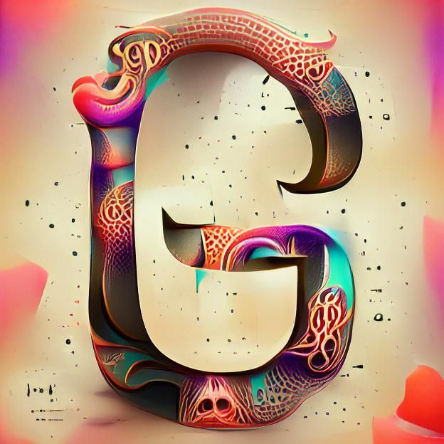 Elegant Gothic Letter G in Psychedelic Art Style