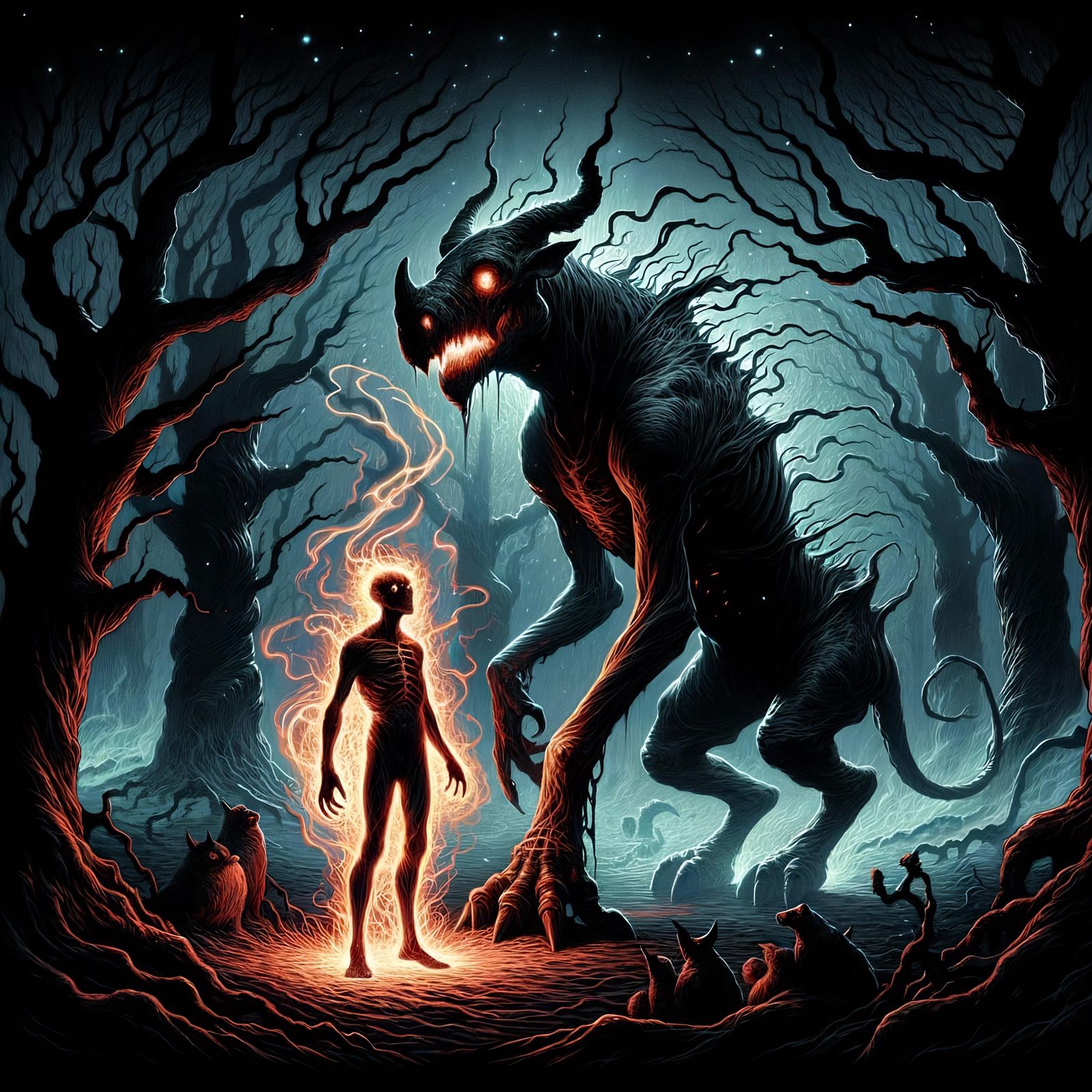 Grimweird and Demonic Pet in Dark Forest