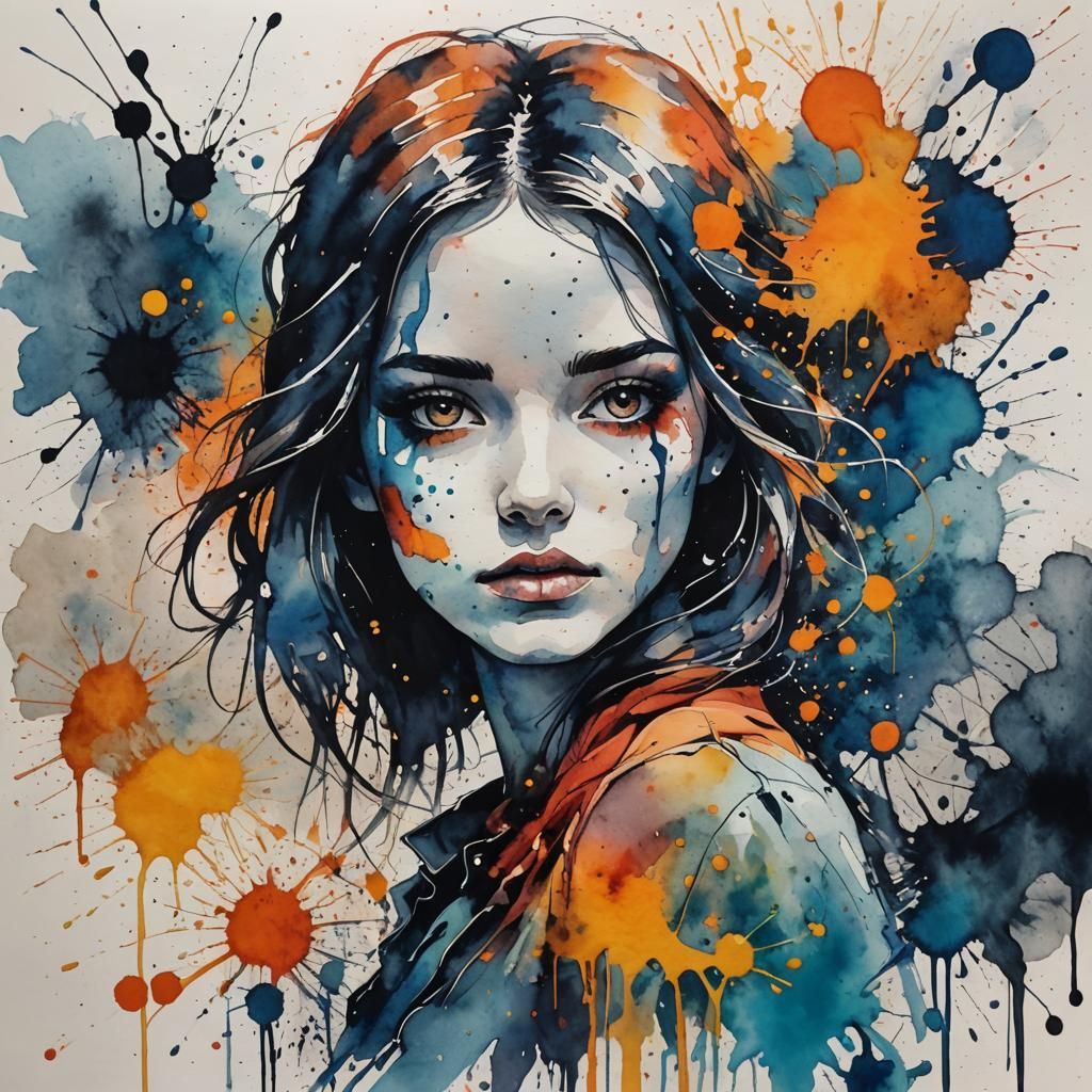 Girl with Ink: Abstract Watercolor Art
