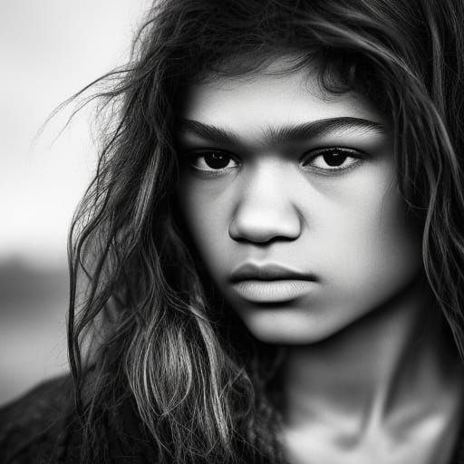 Zendaya Close-Up Portrait in Expressive Photography Style