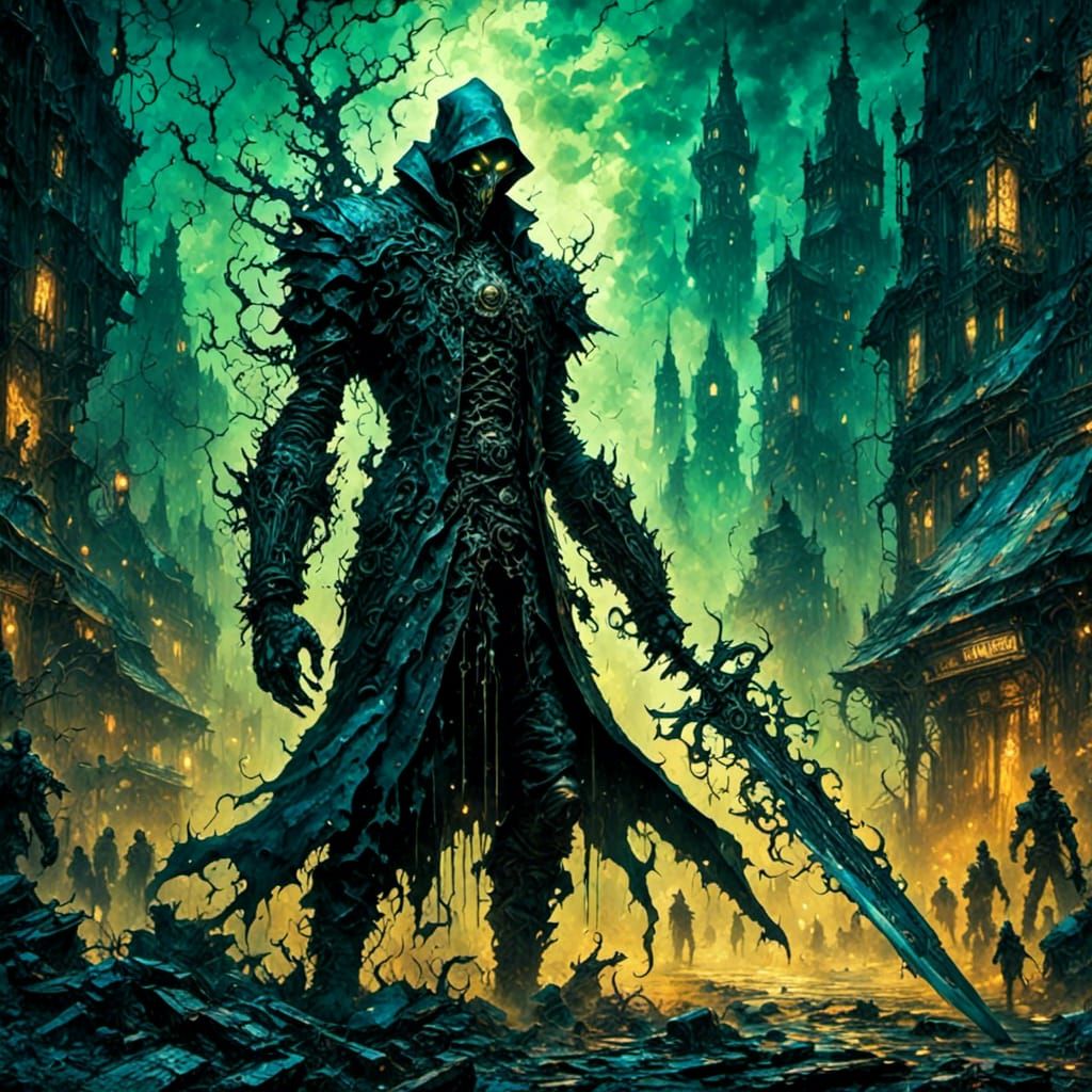 Cyberpunk Wraith Warrior Against Shadows