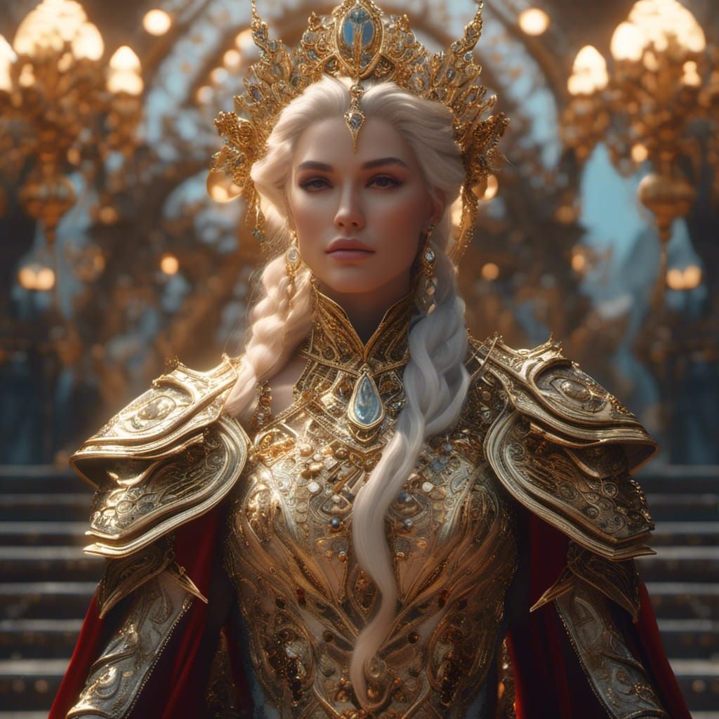 Elven Queen Portrait in Hyperreal Style