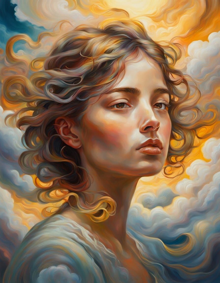 Vibrant Oil Painting of a Person Imagining