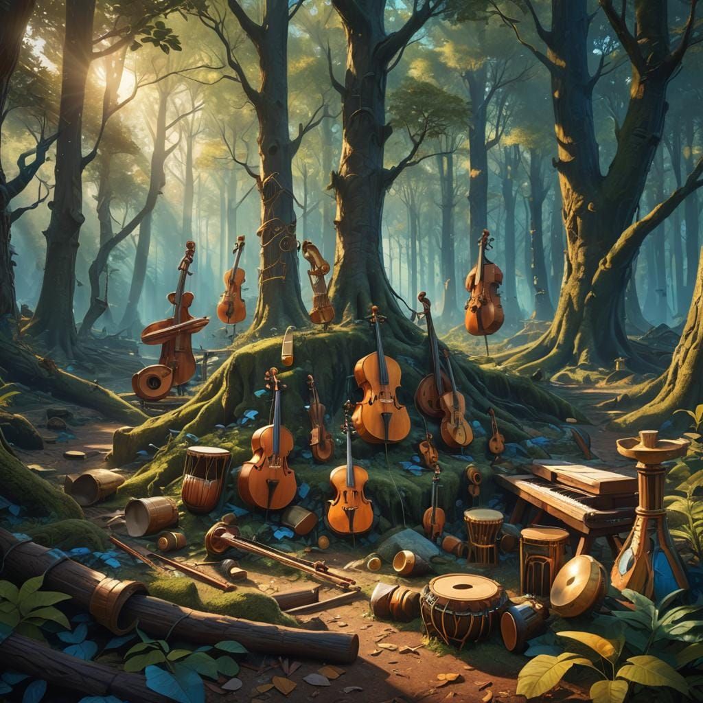 Olden Day Musical Instruments: Detailed Matte Painting