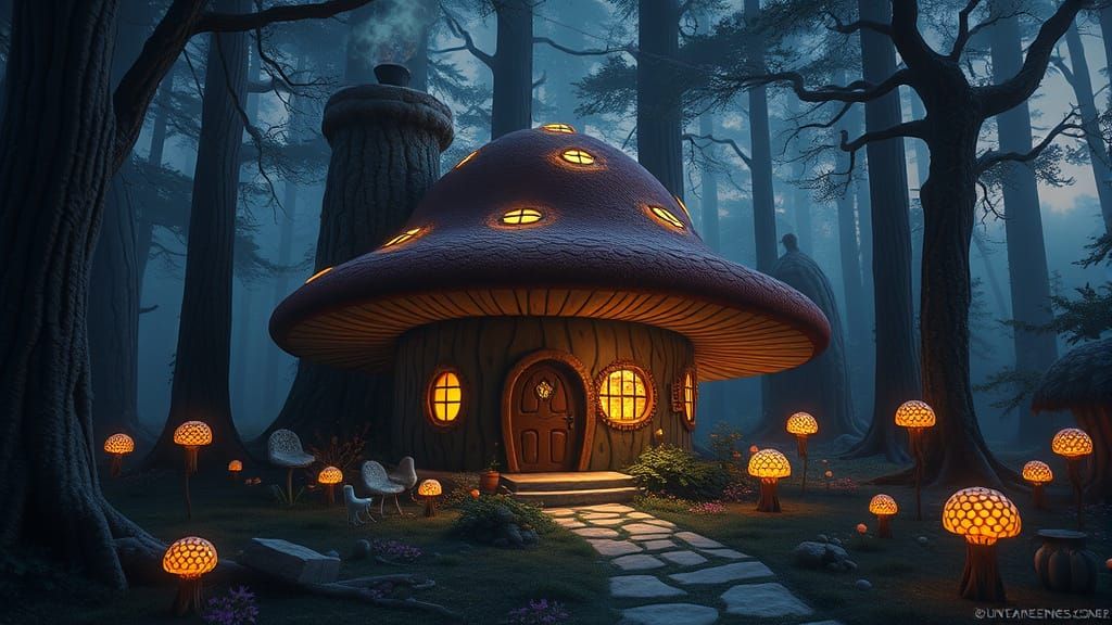 Whimsical Mushroom Home in Enchanted Forest