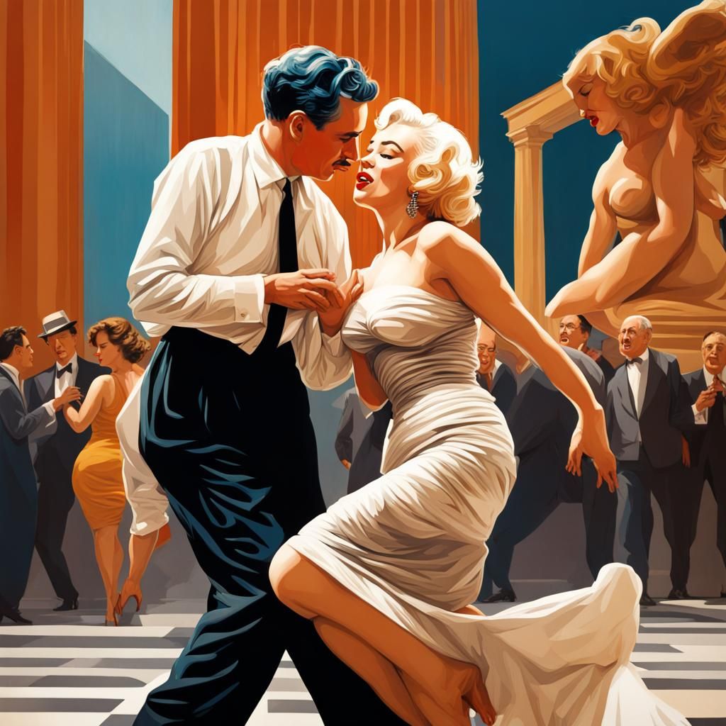Marilyn and Chaplin Tango: Hyperrealistic Concept Art