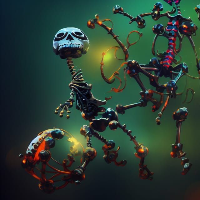 Hyperdetailed Robot Skeleton in Bright Digital Art