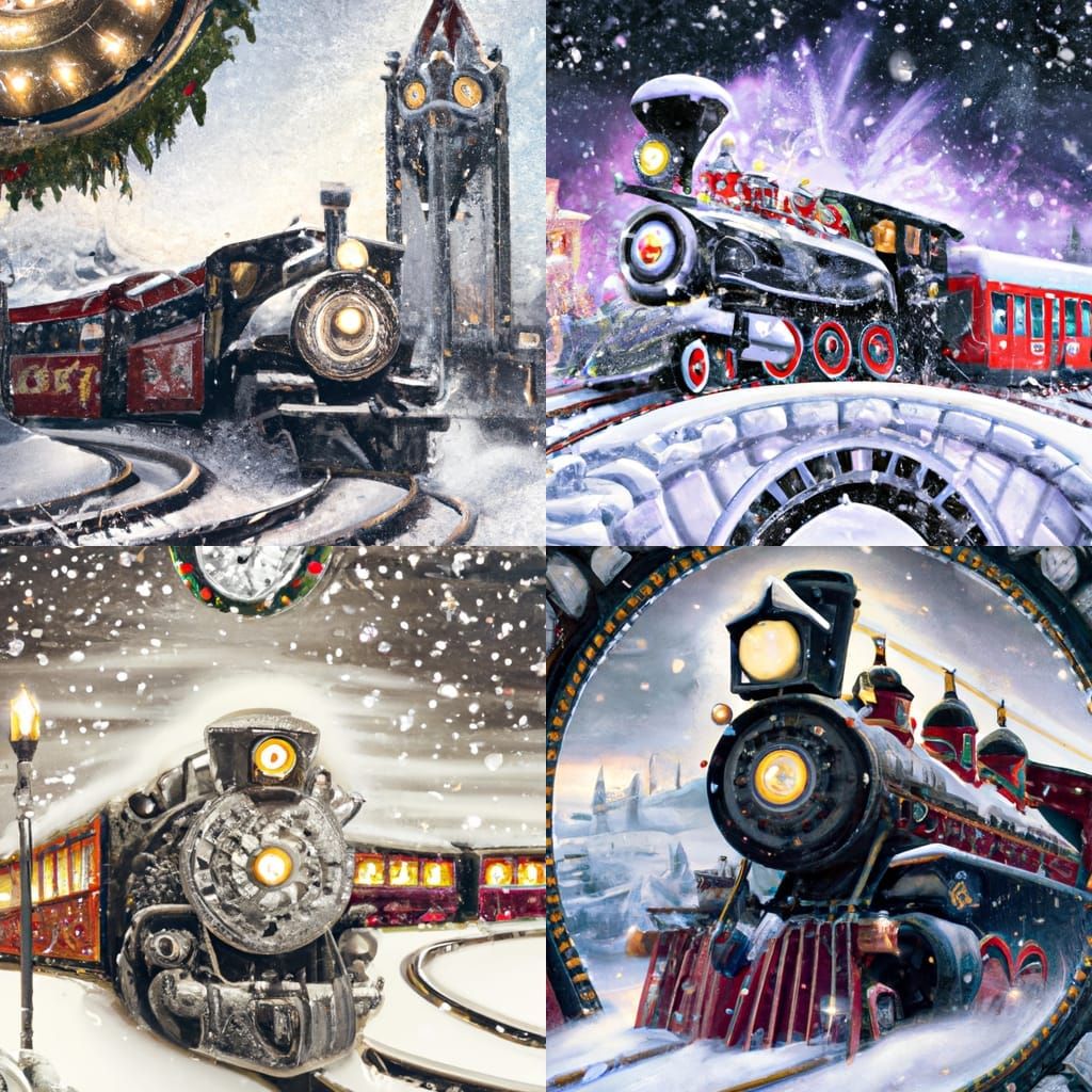 Polar Express at Christmastime: Oil Painting Masterpiece