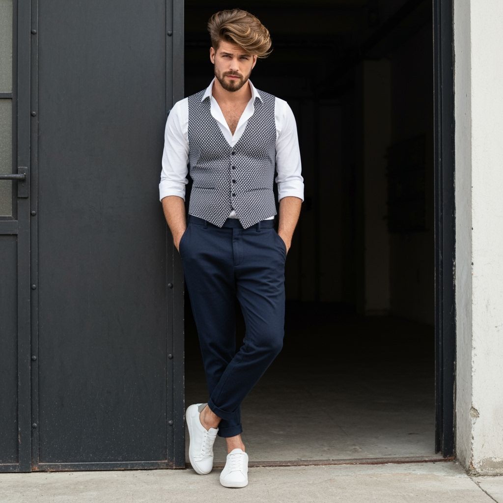 Stylish Man Leaning in Doorway, Natural Light Portrait