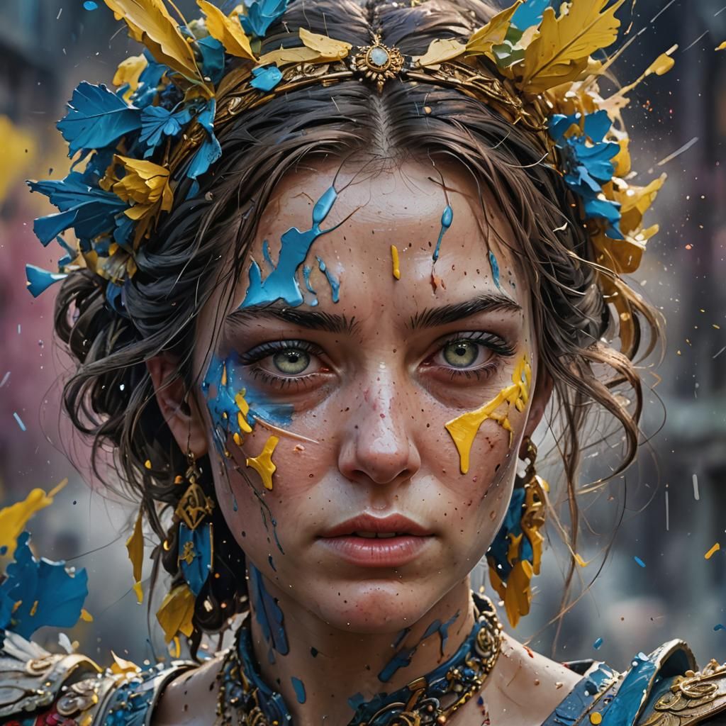 Hyperrealistic Portrait with Splash Art Background
