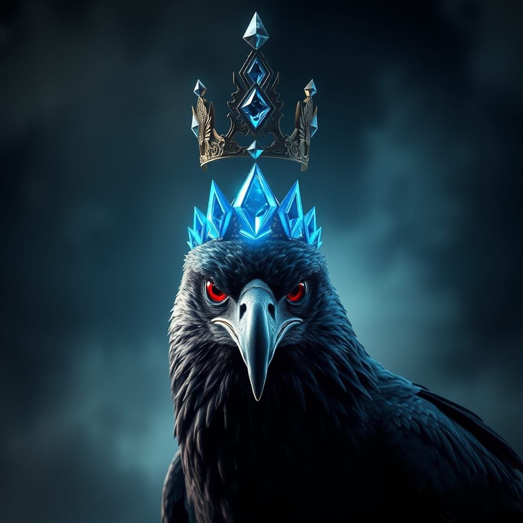 Majestic Black Eagle Emerges with Diamond Crown