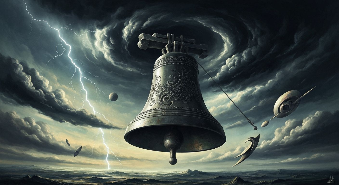 Gargantuan Bell in Stormy Sky, Abstract Expressionist Style