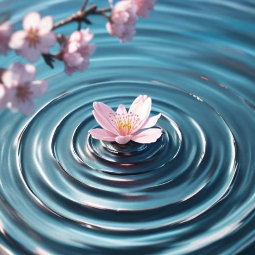 Cherry Blossom Ripples: Photorealistic Close-Up