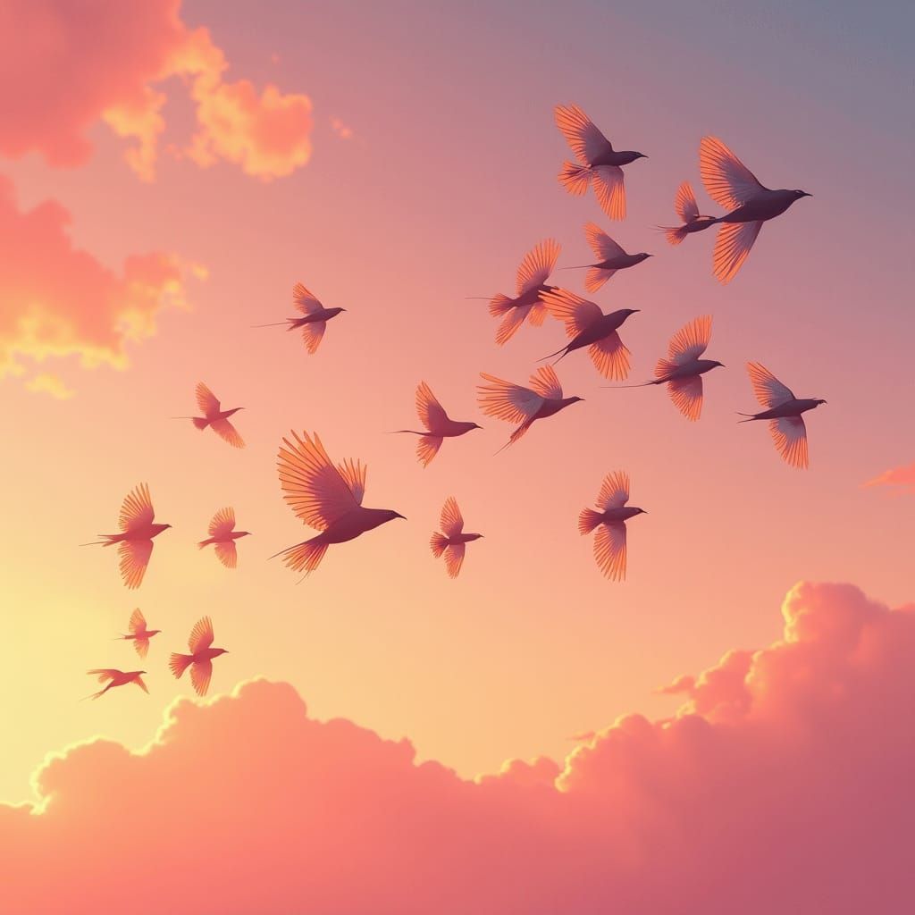 Iridescent Starlings in Mesmerizing Flight Formation