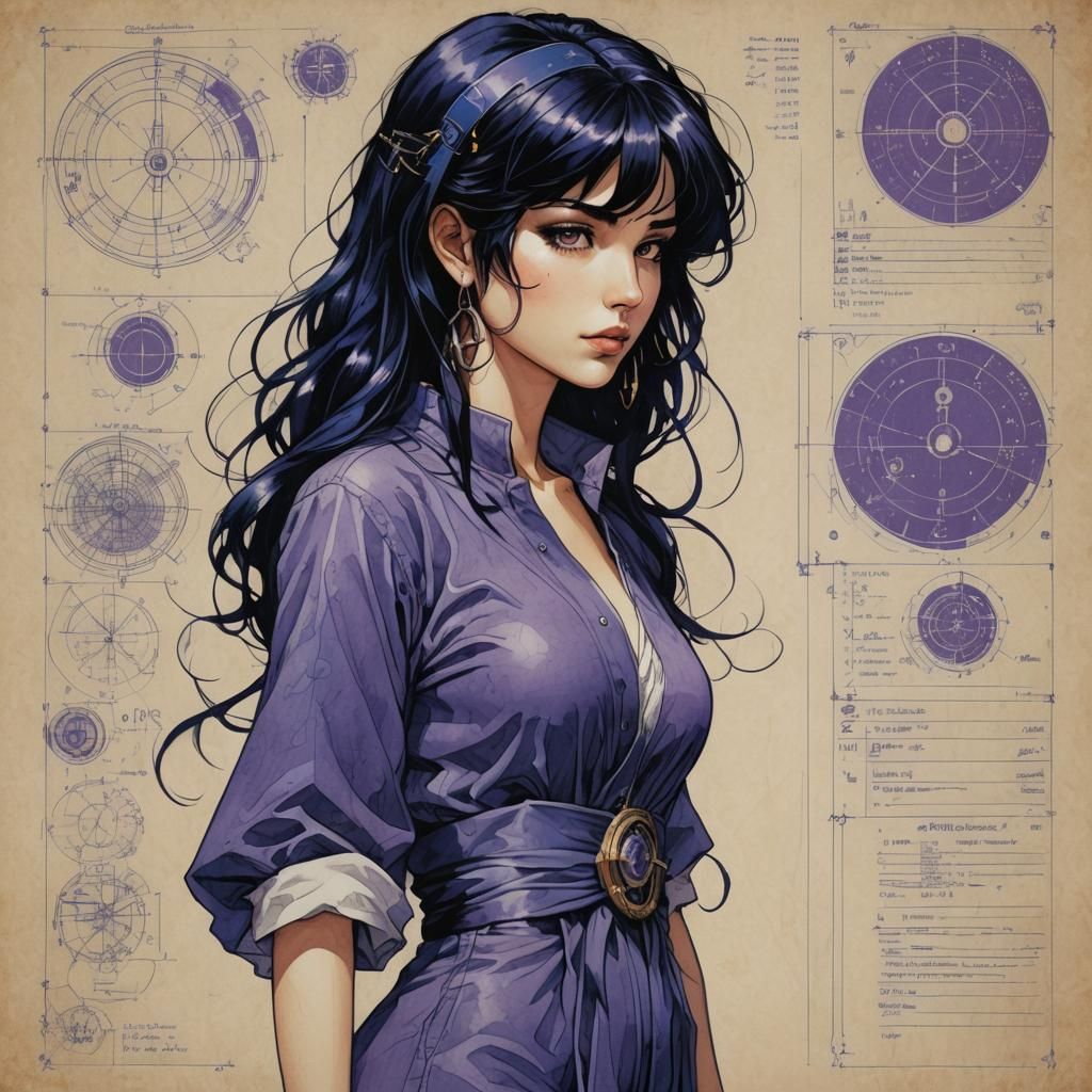 Sad Portrait in Technical Concept Art Style