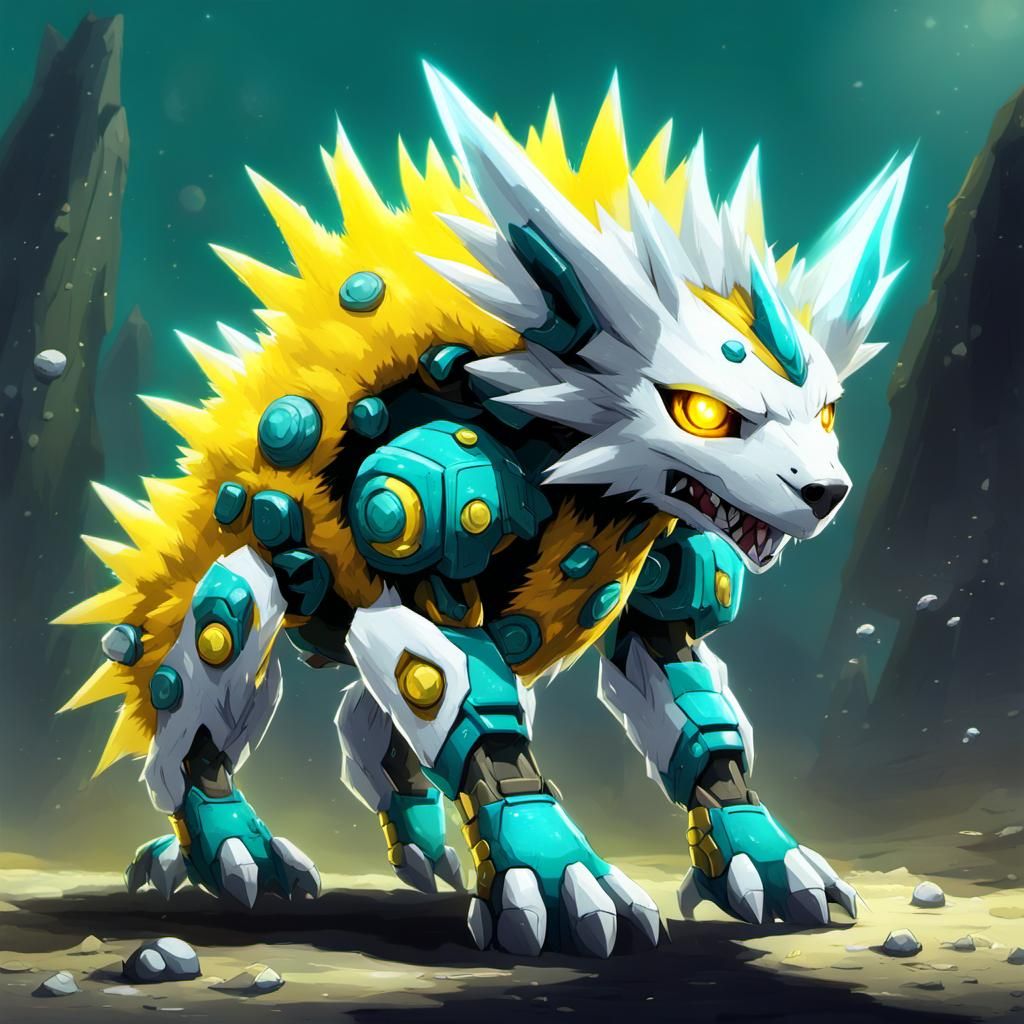 Energetic Quadrupedal Digimon with Yellow Spines