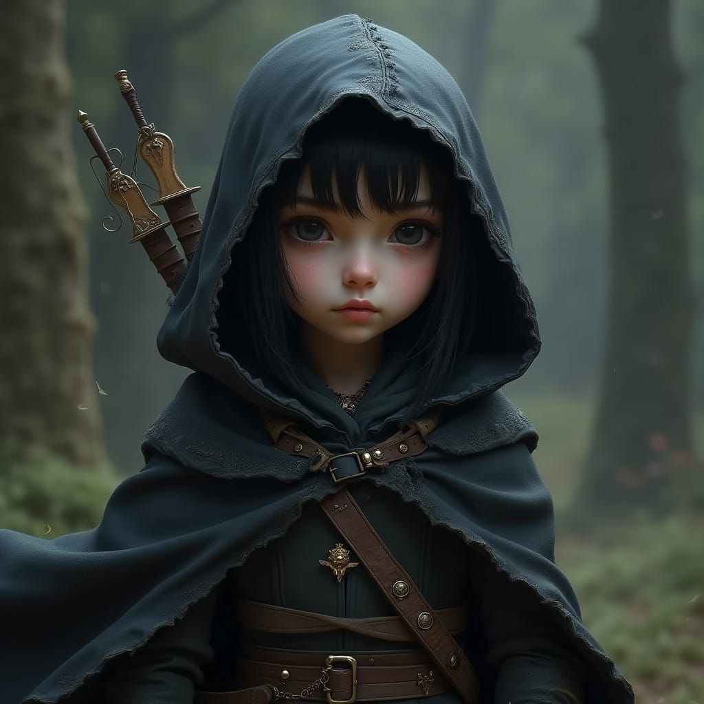 Ethereal Half-Elf Rogue in Moonlit Shadows