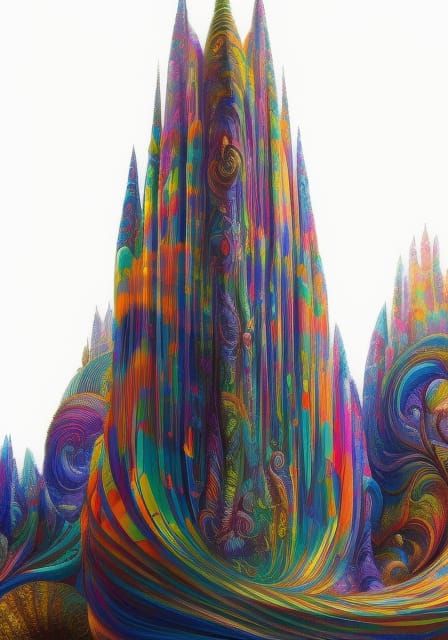 Psychedelic Rainbow Swirl Cloudscape in Surreal Style