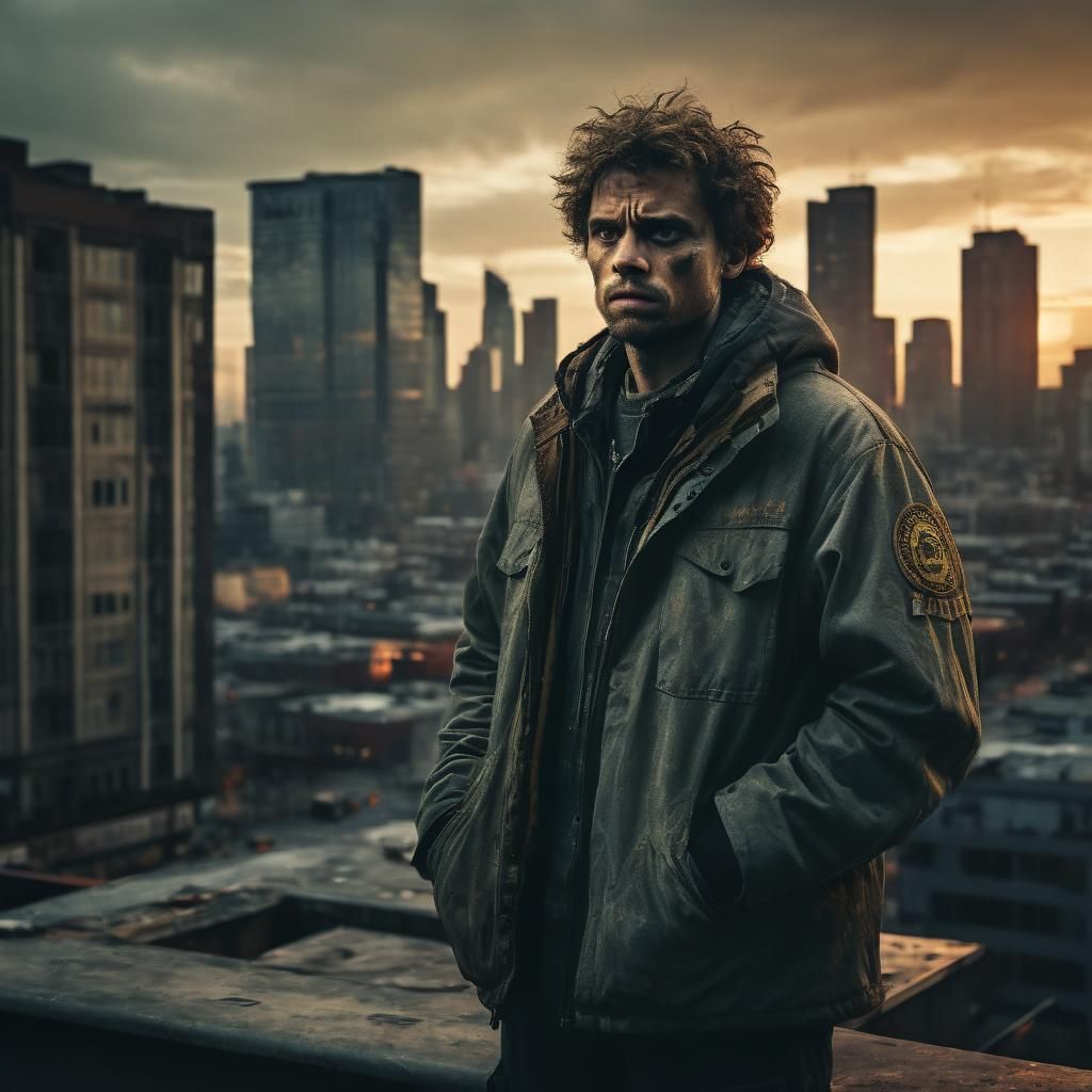 Homeless man looking for his meaning in life