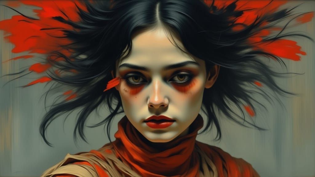 Woman's Side-Eye Portrait in Digital Art Style