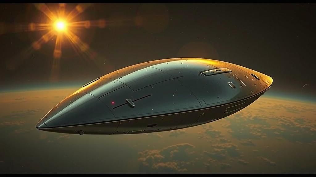 Colossal Chrome Spaceship in Cinematic Style