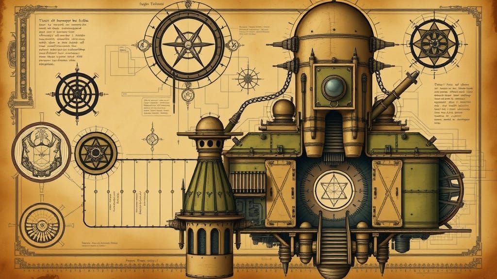 Grimdark Warhammer 40k Blueprint in Watercolor Style