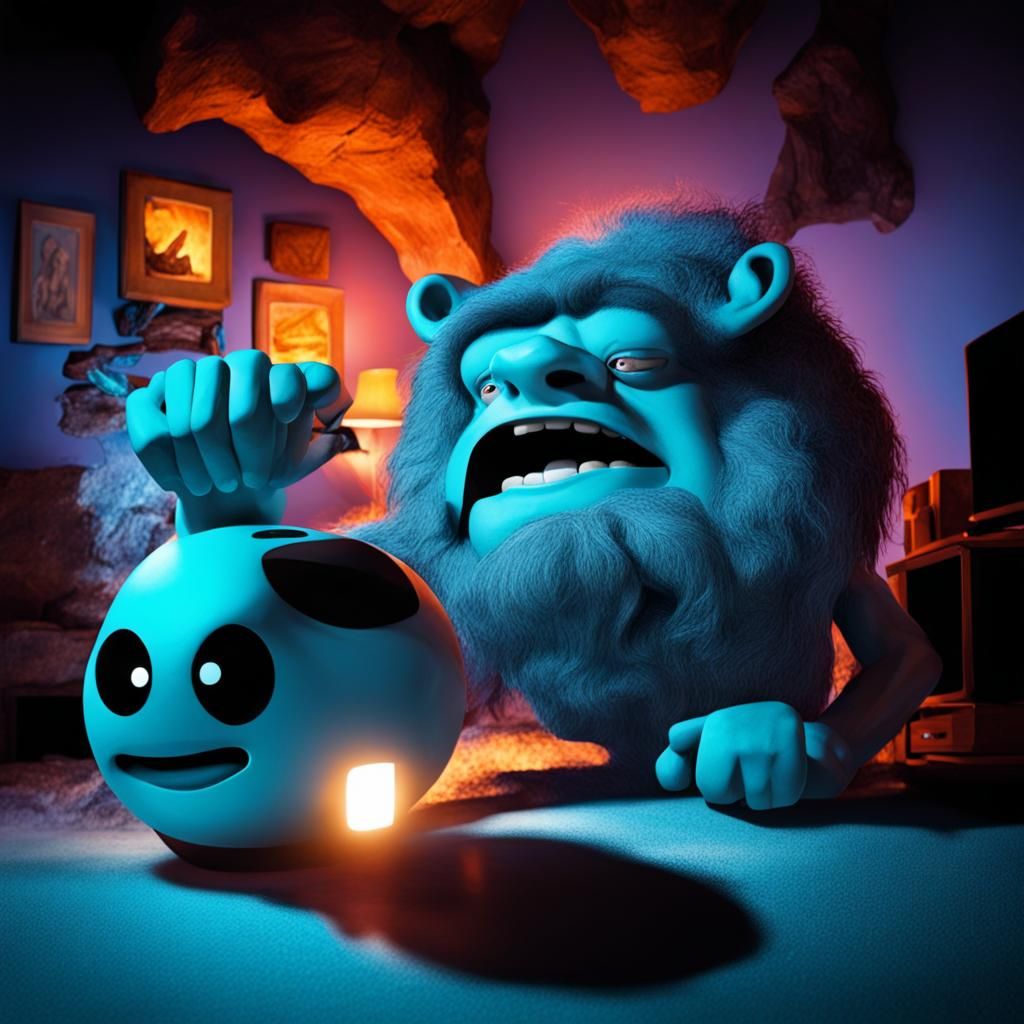 Primitive Tribesman Watches Modern Television