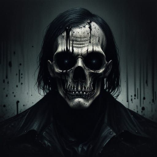 Chilling News Anchor in Dark Surreal Oil Painting