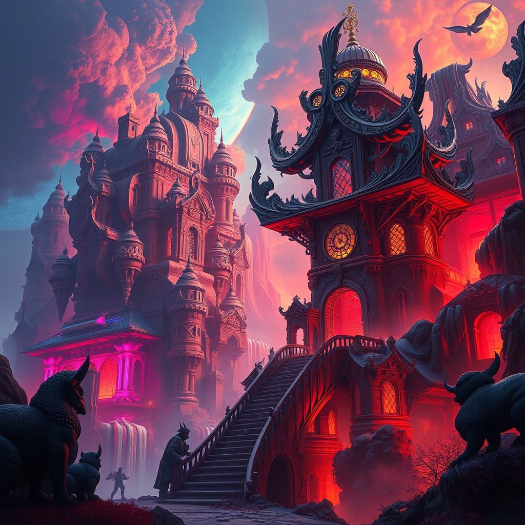 Ethereal Fantasy Realm in Vibrant, High-Fantasy Matte Painti...