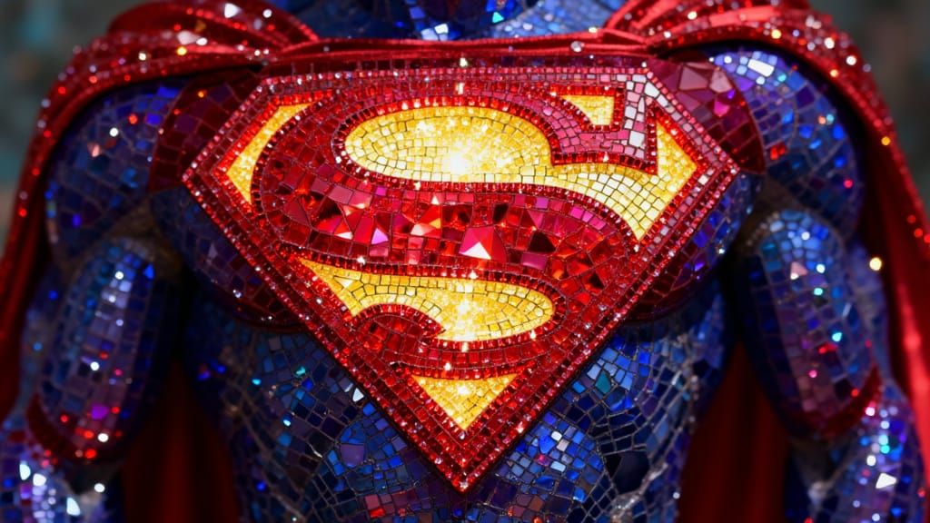Crystal Superman Symbol in Diamond Painting Style