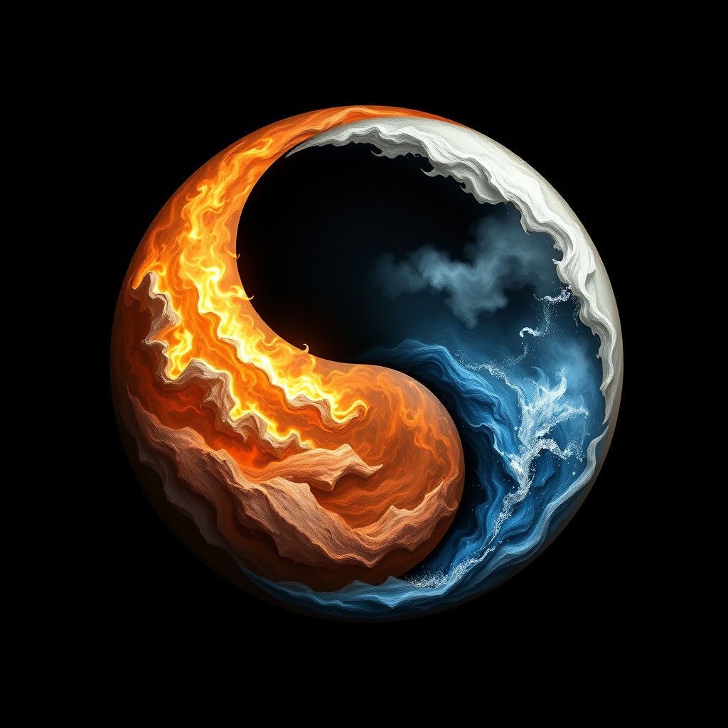 Yin Yang Symbol in Four Harmonious Sections
