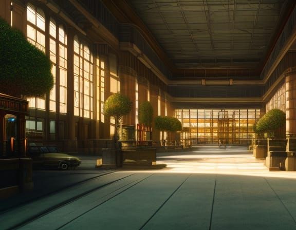 Mall Interior in Liminal Space: Realist Matte Painting