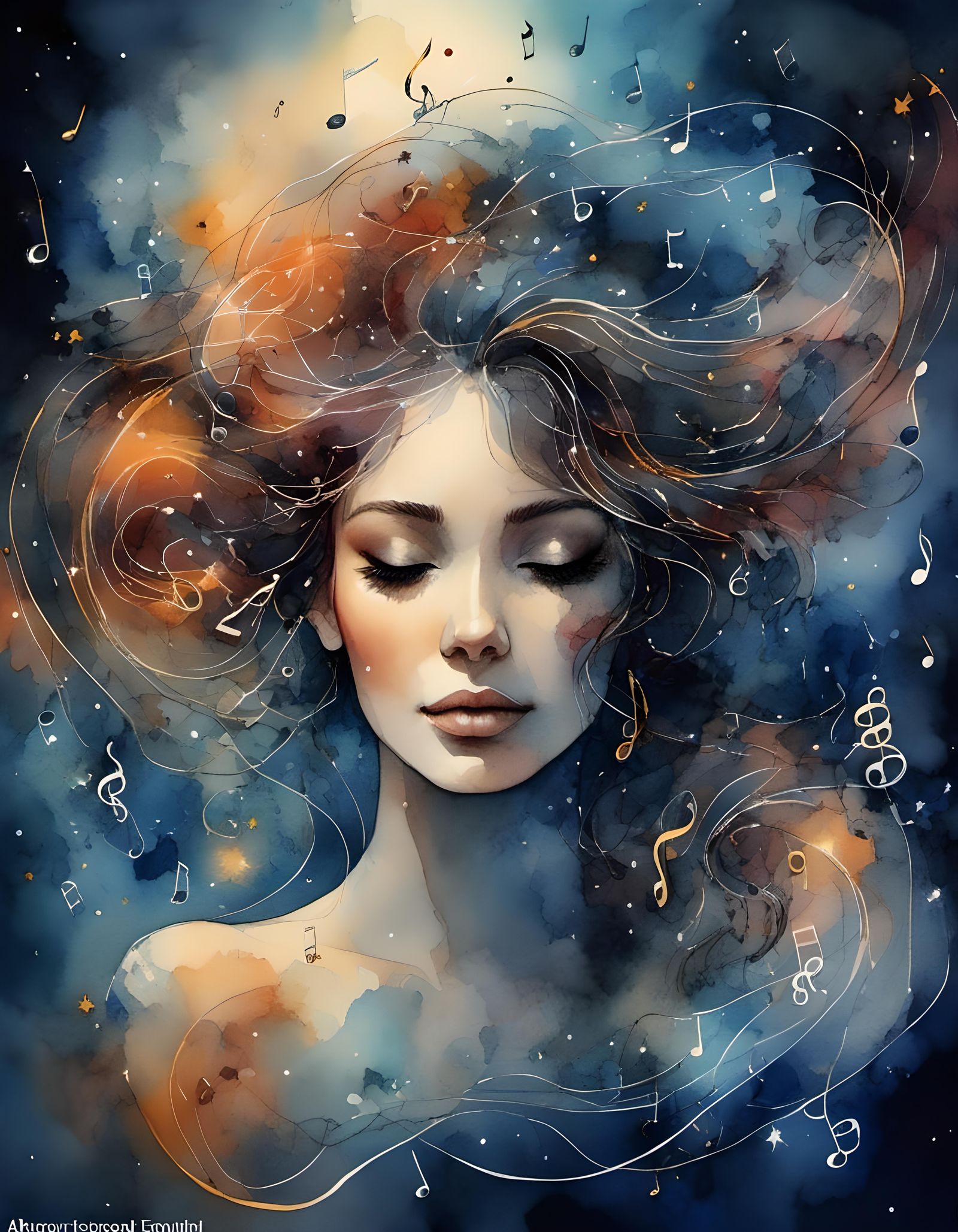 Musical Woman in Baroque Digital Art Style