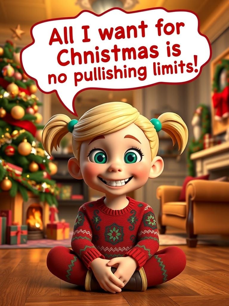 Pixar-Style Christmas Scene with a Happy Girl