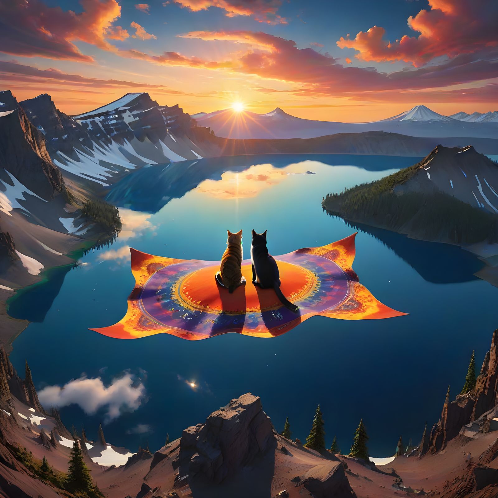 Majestic Cats Ride Magic Carpet over Oregon's Crater Lake