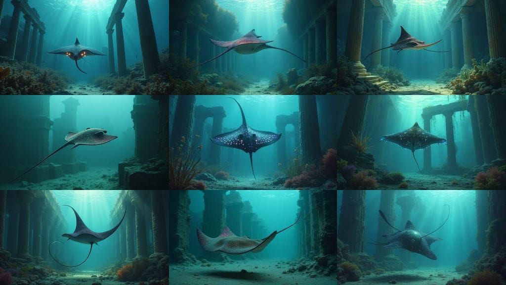 Stingray in Sunken Greek City Ruins